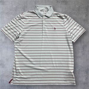 Polo Ralph Lauren Performance Striped Gray Burgundy Polo Shirt Men's Size L
